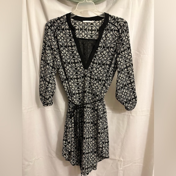 Lush Black and White Wrap Dress - Picture 1 of 3